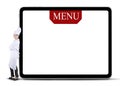 Female Chef Leaning on The Menu Board Royalty Free Stock Photo