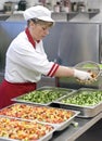 Female chef making salad Royalty Free Stock Photo