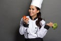 Female chef ready to cook Royalty Free Stock Photo