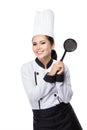 Female chef ready to cook Royalty Free Stock Photo