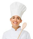 Female Chef With Wooden Spoon Royalty Free Stock Photo