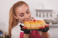 Female chef working at her vegan confectionery store