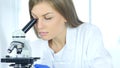 Female Chemist, Scientific Reseacher using Microscope in Laboratory Royalty Free Stock Photo