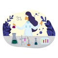 Female chemist scientist in lab coat doing research in laboratory Royalty Free Stock Photo