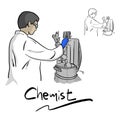 Female chemist working with equipment in laboratory vector illus