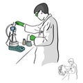 Female chemist working in laboratory vector illustration sketch