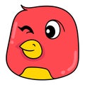 Female chick head is red often winking, doodle icon drawing Royalty Free Stock Photo