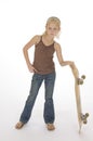 Female child holding skateboard