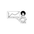 The female child holds a graph of increase with positive moral impel . black and white analogue stylus. Trendy style