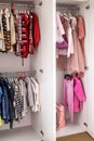 Female childish wardrobe apparel hanged comfortable vertical storage Marie Kondo minimalist method
