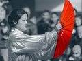 Female Chinese woman with Red fan