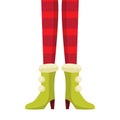 Female Christmas Elf legs in striped stockings