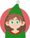 Female Christmas elf. Portrait of cute elf girl.