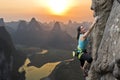 Female climber in China Royalty Free Stock Photo