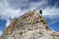 Female climber on Dolomites Mountains