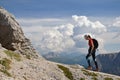 Female Climber Walking On Piz Da Cir