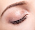 Female closed eye and brows with day makeup