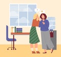 Female colleagues gossip in office workplace, flat cartoon vector illustration. Royalty Free Stock Photo