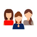 Female collective, team. Women in office clothes. Vector flat i