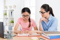 Female college student preparing school exam Royalty Free Stock Photo