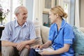 Female Community Nurse Visits Senior Man At Home Royalty Free Stock Photo