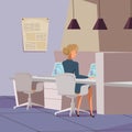 Female company worker flat vector illustration