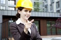 Female construction engineer pointing at you Royalty Free Stock Photo