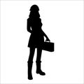 Female Construction Worker Silhouette with Helmet, Case and Tool Royalty Free Stock Photo