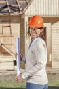 Female construction worker at site Royalty Free Stock Photo