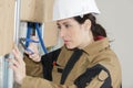Female constructor worker indoors
