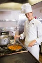 Female cook preparing food in kitchen Royalty Free Stock Photo