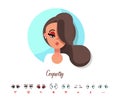 Female Coquetry emotion. The girl`s expression. Avatar flat design