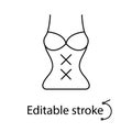 Female corset outline icon. Sexual lingerie. Sex shop clothes. Editable stroke. Isolated vector stock illustration