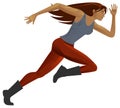 Female character running pose, fully editable, dynamic and colorful