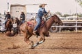 Female Cowboy Competing In Barrel Race At Country Rodeo Royalty Free Stock Photo