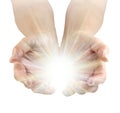 Cupped Hand Channeling Divine Source Healing Energy Royalty Free Stock Photo