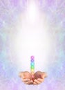 Female cupped hands with Seven Spinning Chakras Diploma Certificate Memo Template