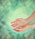 Sensing green healing energy field Royalty Free Stock Photo