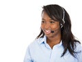 Female customer service representative with hands free device Royalty Free Stock Photo