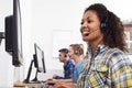 Female Customer Services Agent In Call Centre Royalty Free Stock Photo