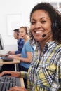 Female Customer Services Agent In Call Centre Royalty Free Stock Photo