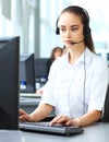 Female customer support operator with headset Royalty Free Stock Photo