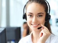 Female customer support operator with headset Royalty Free Stock Photo