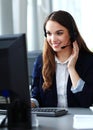 Female customer support operator with headset