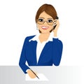 Female customer support phone operator Royalty Free Stock Photo