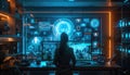 Female Cybersecurity Analyst Monitoring Global Data Network