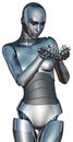 Female Cyborg Android Robot Holding Something Isolated Royalty Free Stock Photo