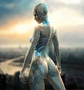 Female cyborg character Royalty Free Stock Photo