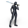 Female cyborg fencer Royalty Free Stock Photo