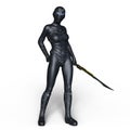 Female cyborg fencer Royalty Free Stock Photo